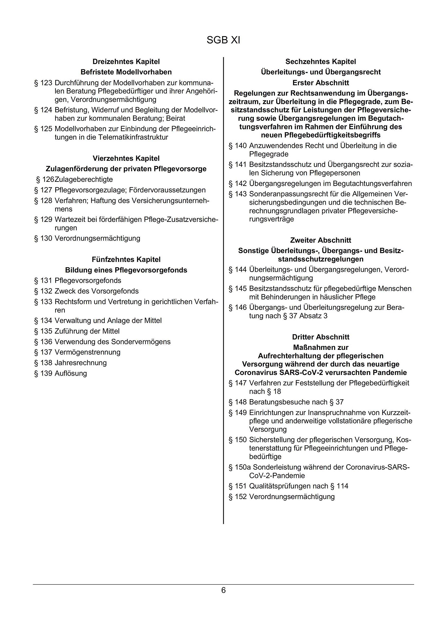 SGB XI Gesetzestext und Anlagen - Aktuell