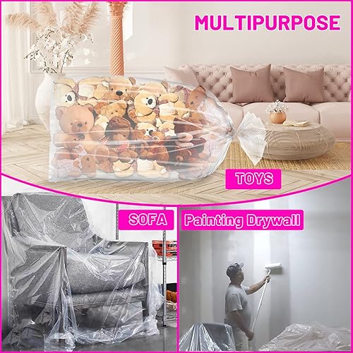 Miniatura 5 de 6 piezas de bolsas grandes para globos de 98.4 x 59 pulgadas para transporte, bolsa grande de almacenamiento de globos de plástico, bolsa