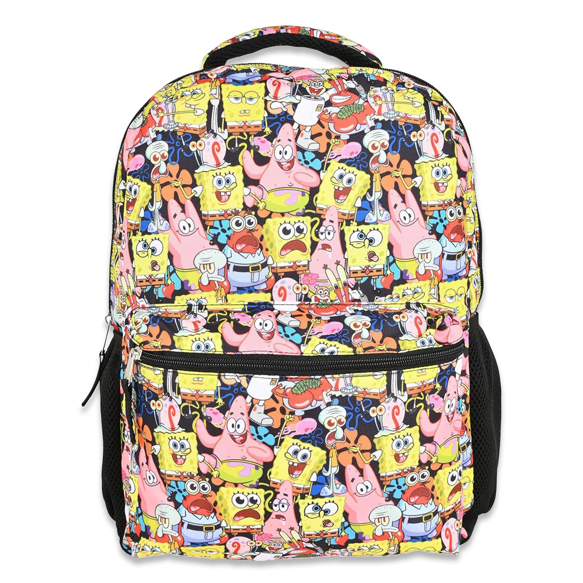 SpongeBob Backpack for Kids - Officially Licensed SpongeBob SquarePants, Mr. Krabs, Squidward, Plankton Bookbag for Boys and Girls Kids and Adults - Laptop and Lunchbox Compartment