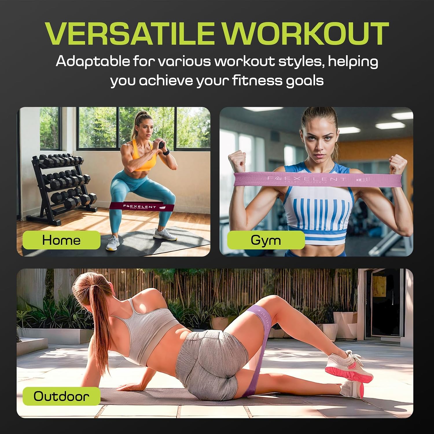 Flexelent Short Fabric Resistance Bands for Working Out, 5 Strength Levels image 4