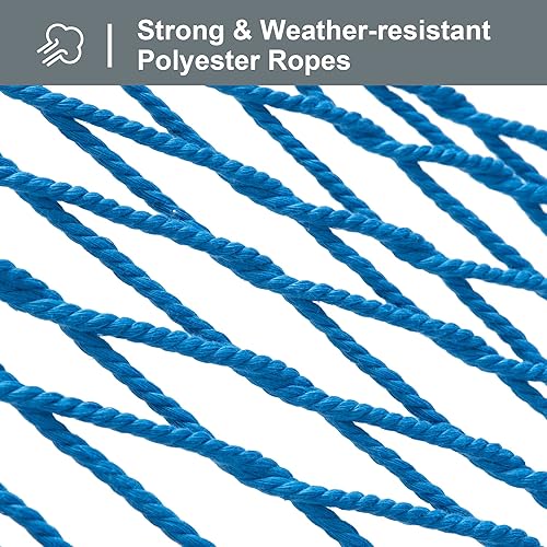 Miniatura 4 de SUNCREAT Hamaca de cuerda de poliéster con barra esparcidora de bambú, bolsa de transporte, capacidad de 450 libras, hamaca para dos personas con