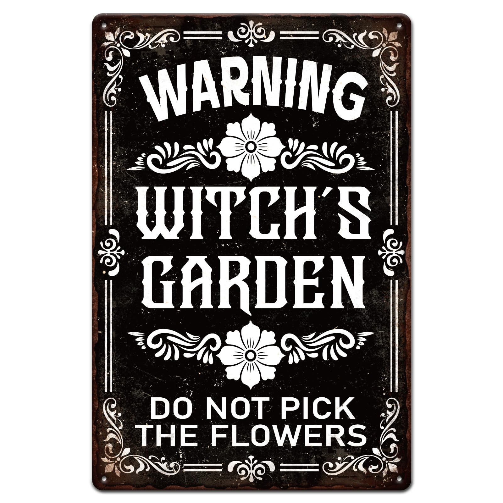 Witch Garden Warning Metal Tin Signin "Witch'S Garden" Signs Funny Text Metal Tin Sign 8X12 Inch