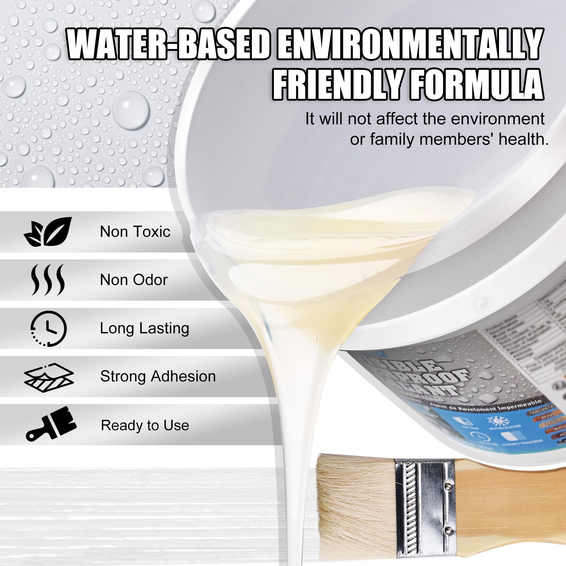 Waterproof Sealant, 2000g Water-Based Transparent Waterproof Coating, Invisible Water Proof Agent Indoor & Outdoor - Image 2