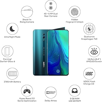 ①OPPO Reno5A 128GB Oppo Reno (Ocean Green, 8GB RAM, 128 GB Storage) : Amazon.in