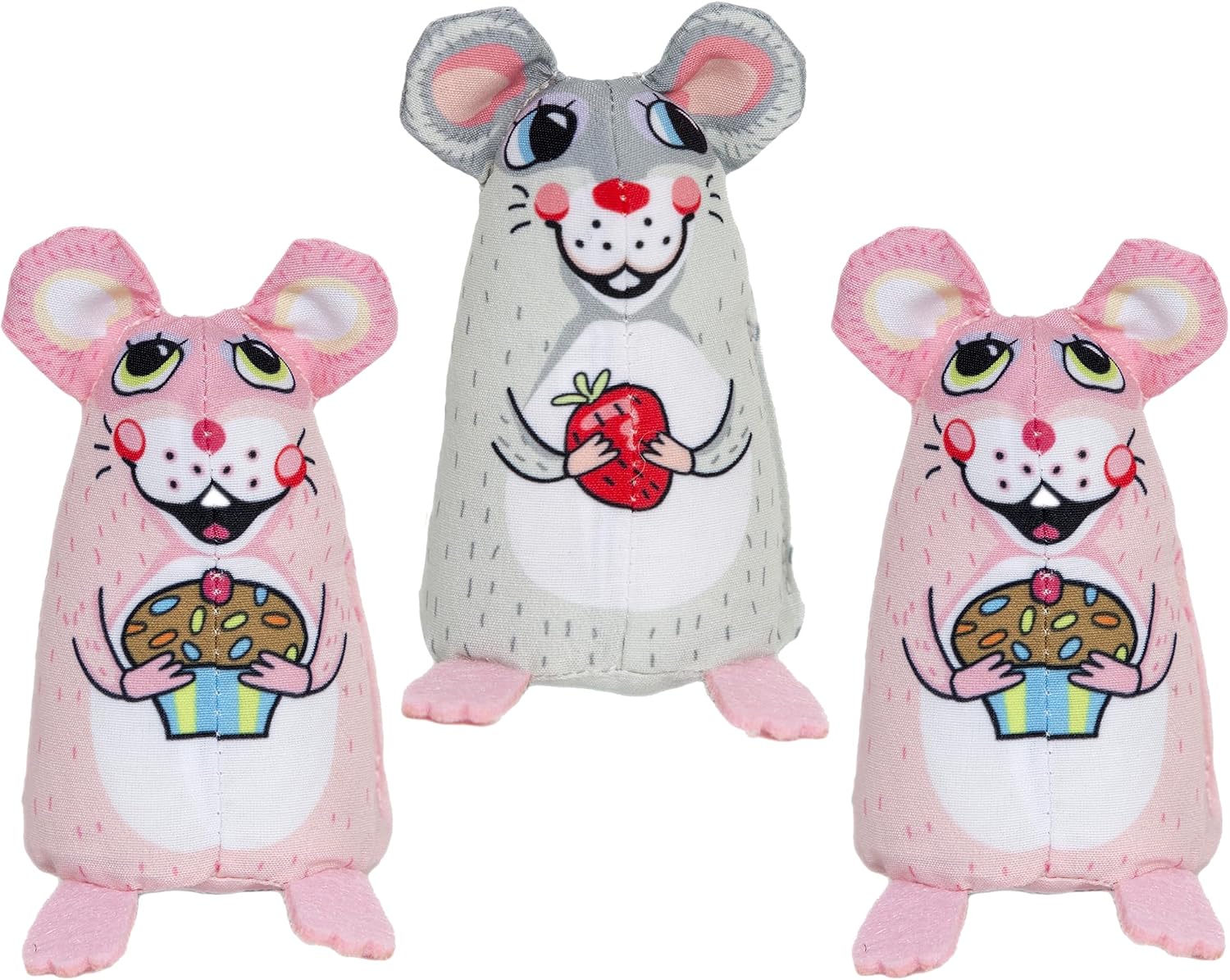 3 Pack Catnip Mouse Toys, 3.5 Inch Plush Cat Toys with Organic Catnip