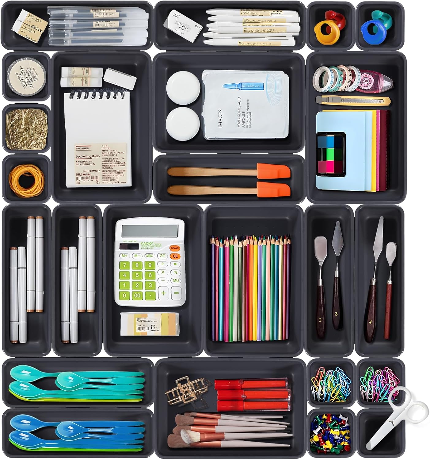 Organizer Cassetti In Plastica Trasparente - Set 7 Pezzi Impilabili, Per Casa E Ufficio