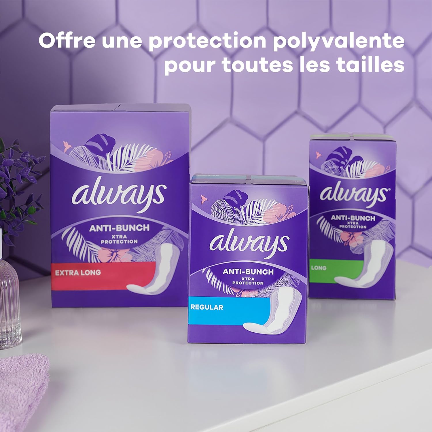 Always Anti-Bunch Xtra Protection Daily Liners, Extra Long Length, Unscented, Feel Clean and Comfortable, 116 Count - Image 8