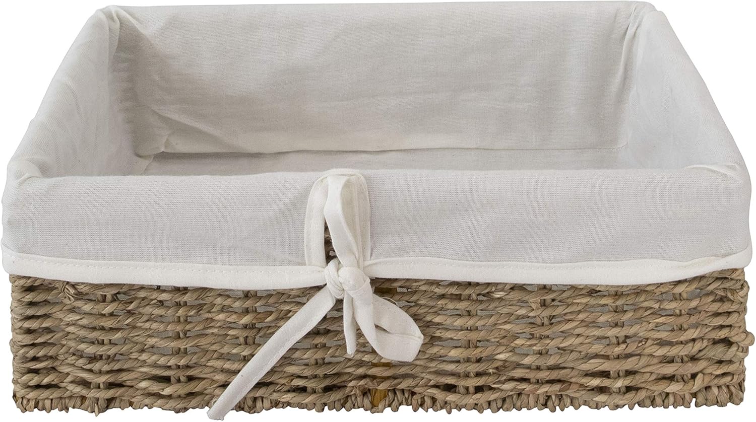 Natural Wicker Woven Storage Basket with Liner, Decorative Baskets and Bathroom Organizer for Living Room, Bathroom, Closet Organizer and Bath Beauty Products Organizer (Seagrass)