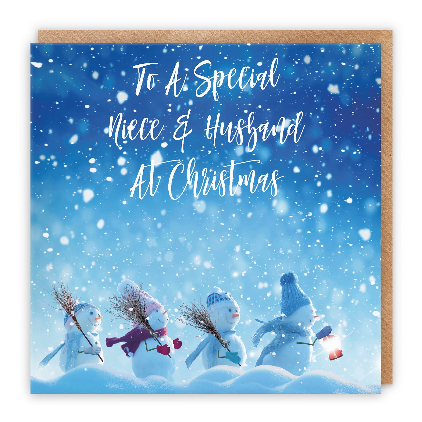 Hunts England - Niece And Husband Christmas Card - To A Special Niece & Husband At Christmas - Snow People Collection - Fun Card