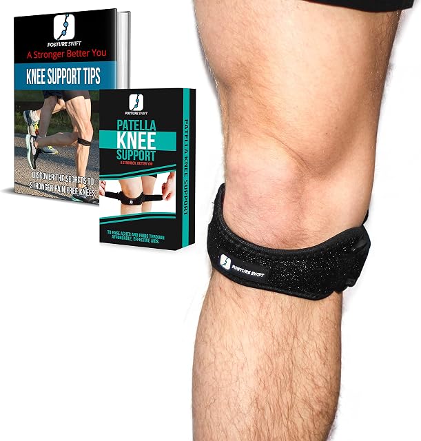 Patella Knee Strap for Knee Pain - Washable Tendonitis Support Brace for Arthritis - Adjustable Stabilizing Knee Support for Women & Men - Knee Band for Running Squatting Weightlifting Working Out