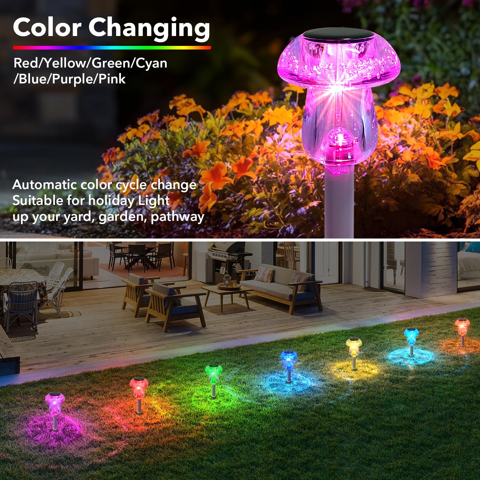 Luci solari per esterni, 16 pezzi, luci a fungo per esterni, impermeabili, luci a LED a energia solare per giardino, cortile, paesaggio, sentiero, prato, passerella, vialetto, vialetto