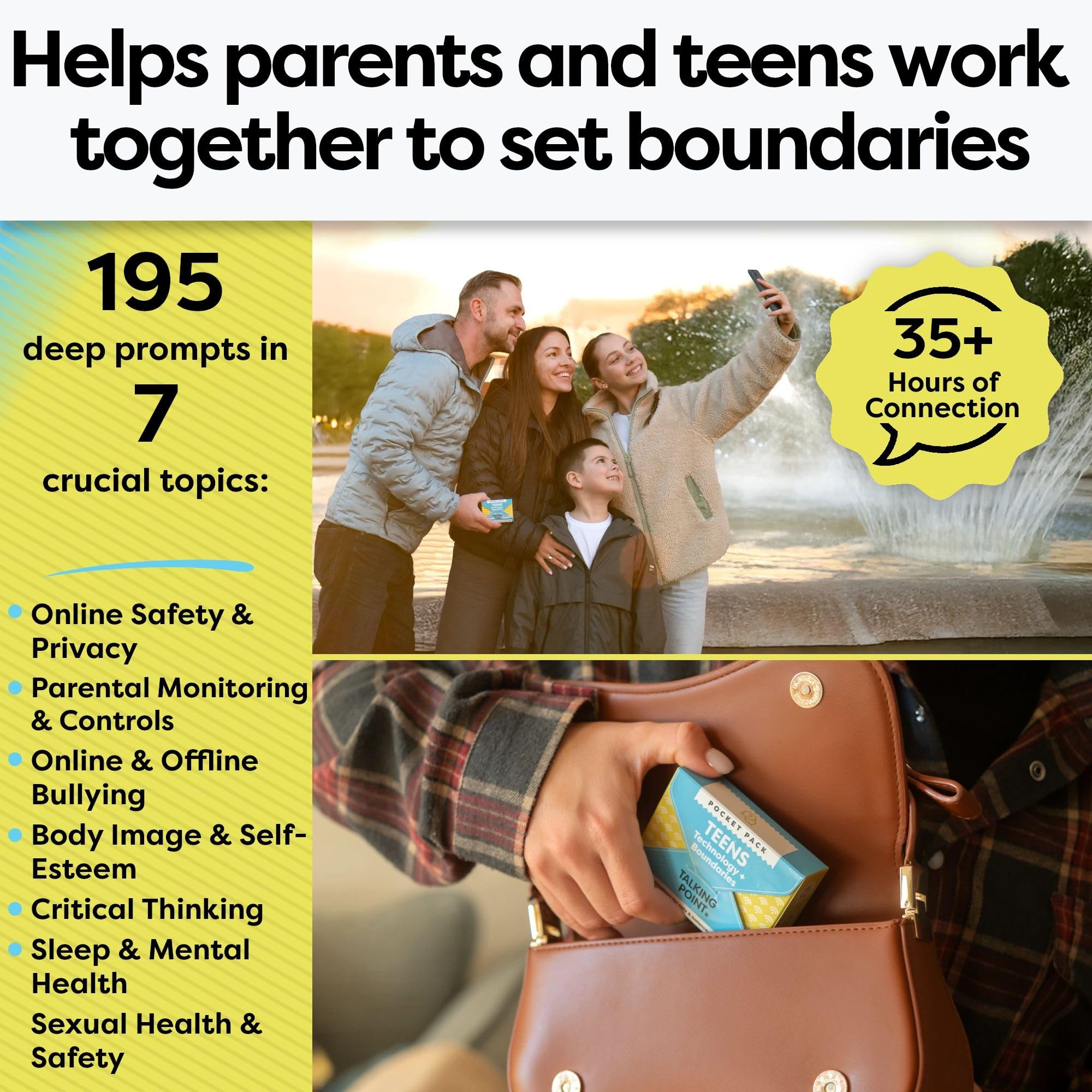 195 Parent Teens Conversation Cards - Support Parents & Teens in Navigating Technology & Social Media Boundaries - Put Down the Phone & Improve Communication - Perfect for Home & Classroom Use - Image 4