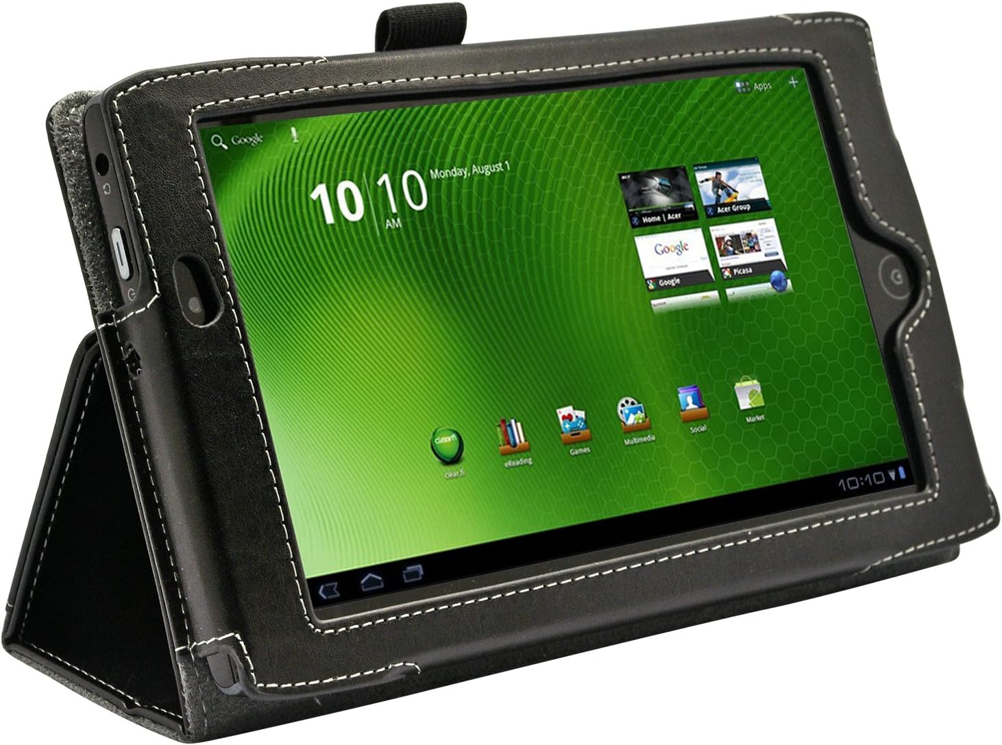 Poetic(TM) Slimbook Leather Case for Acer Iconia Tab A100 7-Inch Android Tablet Wi-Fi (Black)