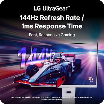 LG 32G810SA-W 32-inch Ultragear 4K UHD (3840 x 2160) IPS Gaming Monitor, 144Hz, 1ms, NVIDIA G-Sync Compatible, AMD FreeSync Premium, VESA DisplayHDR 400, HDMI, DisplayPort, USB Type-C, White | NVIDIA G-Sync Compatible, HDMI, DisplayPort, USB Type-C, 144Hz, AMD FreeSync Premium, VESA DisplayHDR 400, (3840 x 2160)