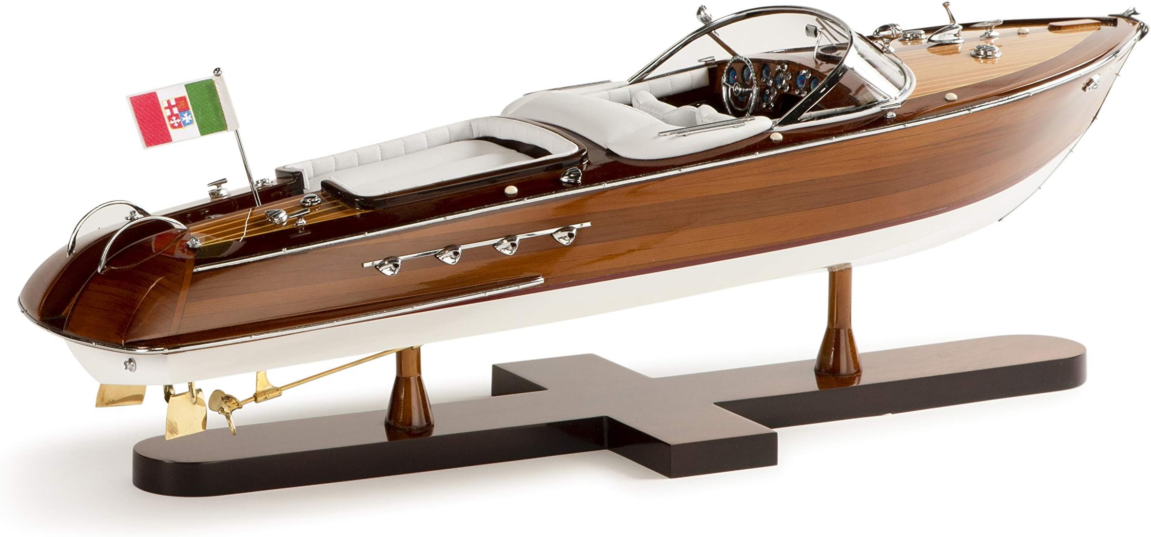 Authentic Models Aquarama Miniature Boat, Realistic Wooden Boat Model Kit, Brown, High Detail, Leather Seats, Varnished Finish, Teen & Adult, Not Foldable