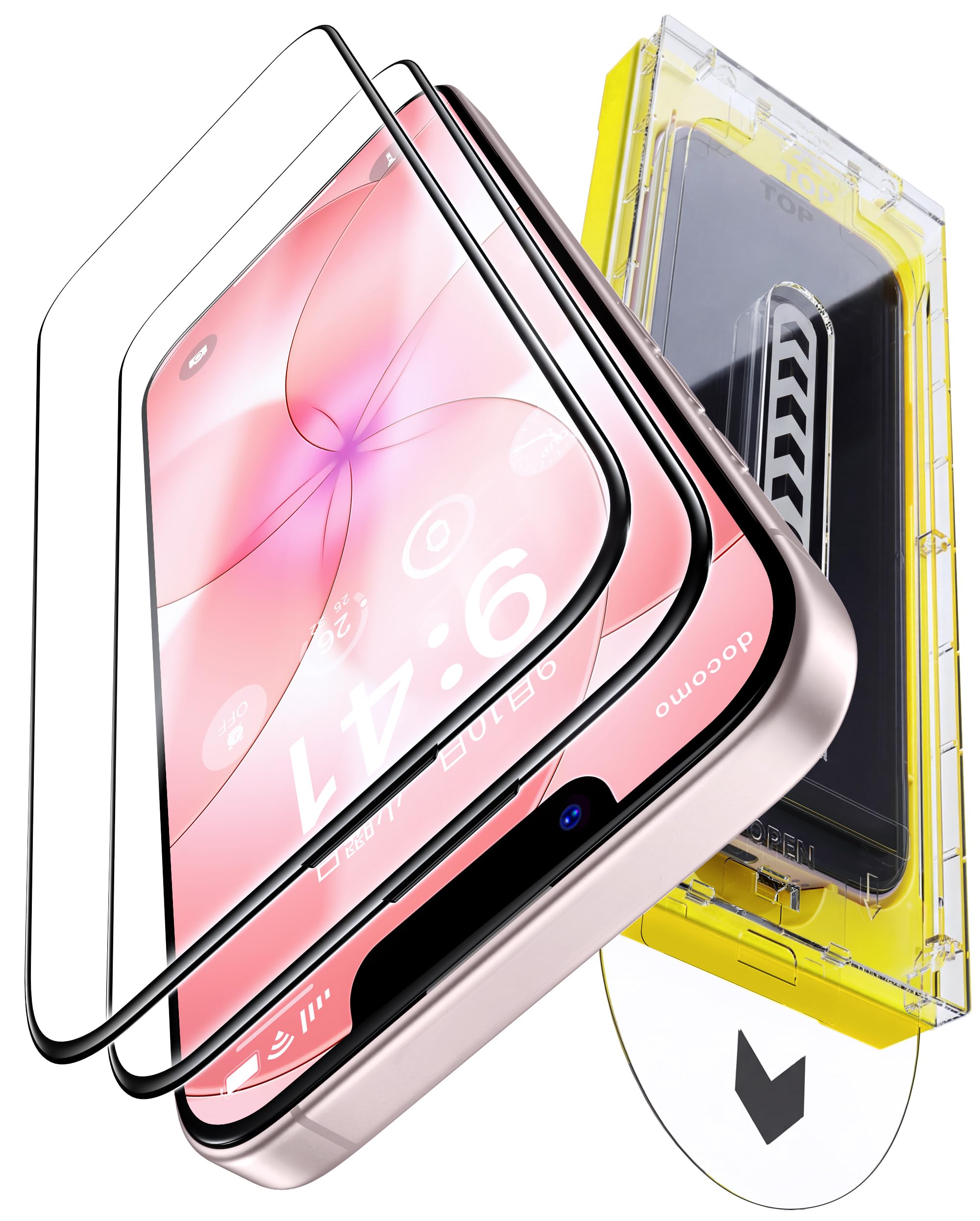 iphone 17e ガラスフィルム 用 【10H+硬度 航空宇宙ガラス 周り浮きゼロ 】2枚セット 米軍MIL規格 いphone17e 保護フィルム 全面保護 耐衝撃 極細ベゼル 曲面エッジ 17eフィルム 簡単貼り付け boxガイド枠付き 自動除塵 自動吸着 超クリア画質 高光沢 目の疲れ軽減 携帯フィルム 1:1 全面カバー サラサラ 飛散・破損防止 6.1インチ