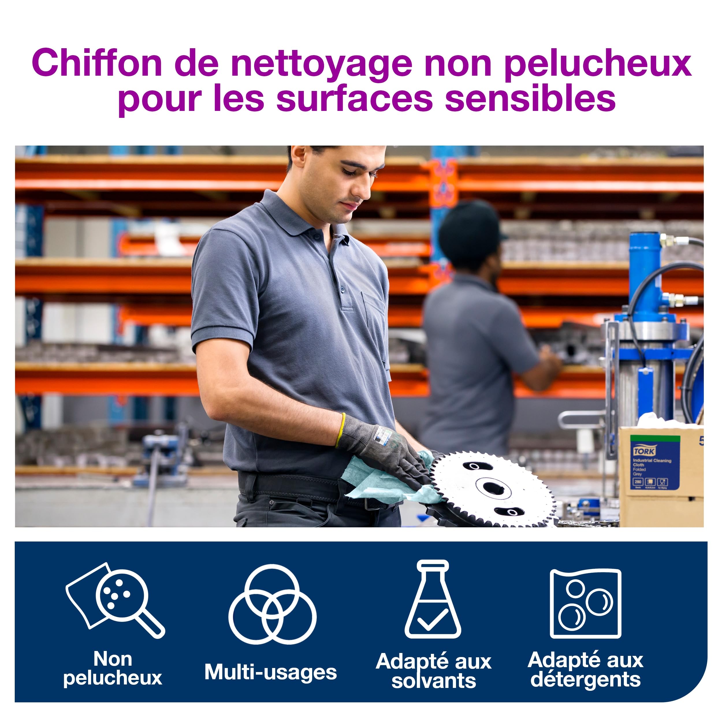 Tork 190491 Chiffon de nettoyage non pelucheux Premium