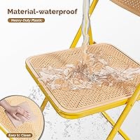 Vista 4 de VINGLI Folding Chair Modern Iron Frame Accent with Woven Texture Panel, Space-Saving Design for Party Wedding Event Office Commercial Stadium
