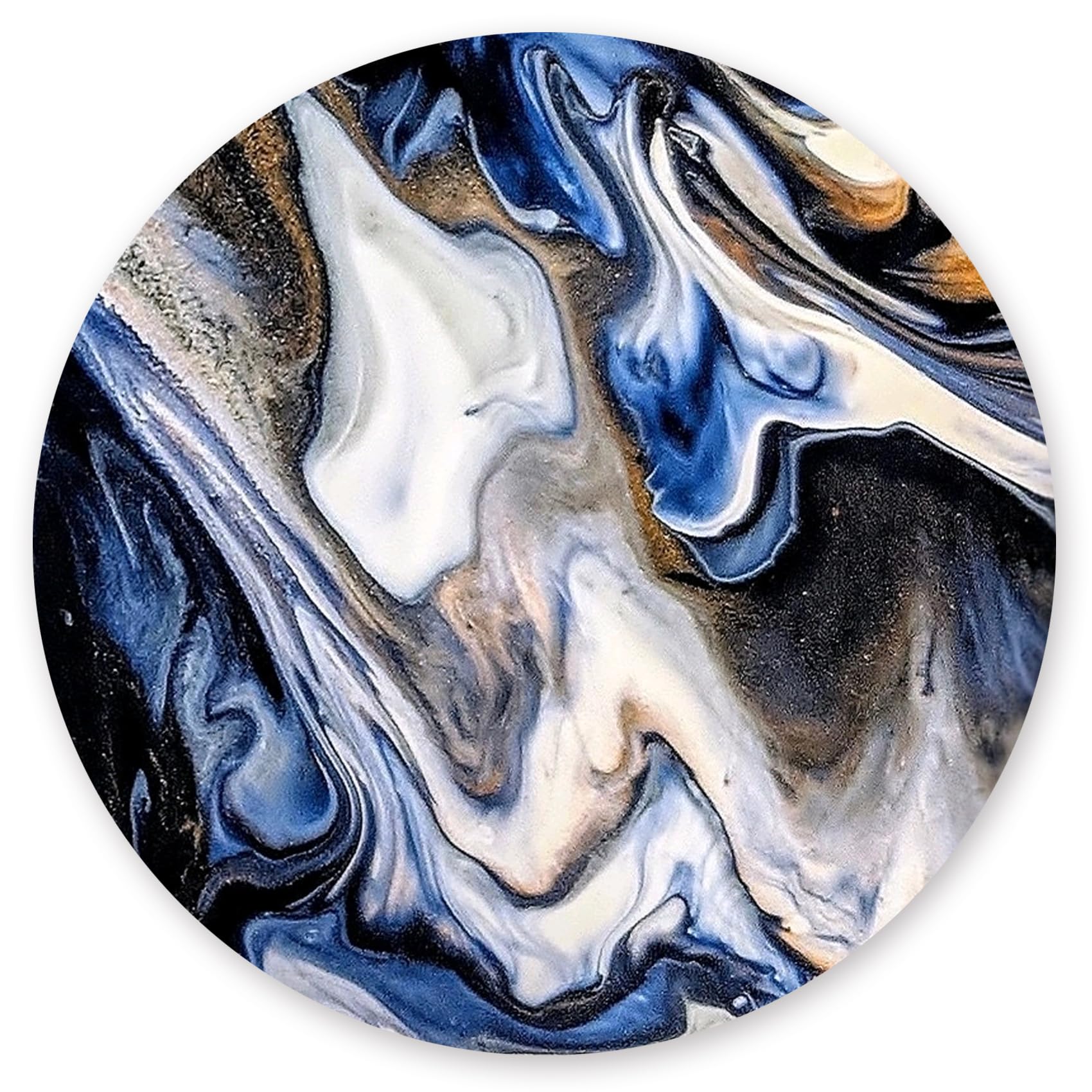 Mouse Pad, Non-Slip Rubber Base Mousepad with Stitched Edge, Gaming Round Mouse Pads, 7.87 x 7.87 Inch (Grey Blue Marble)