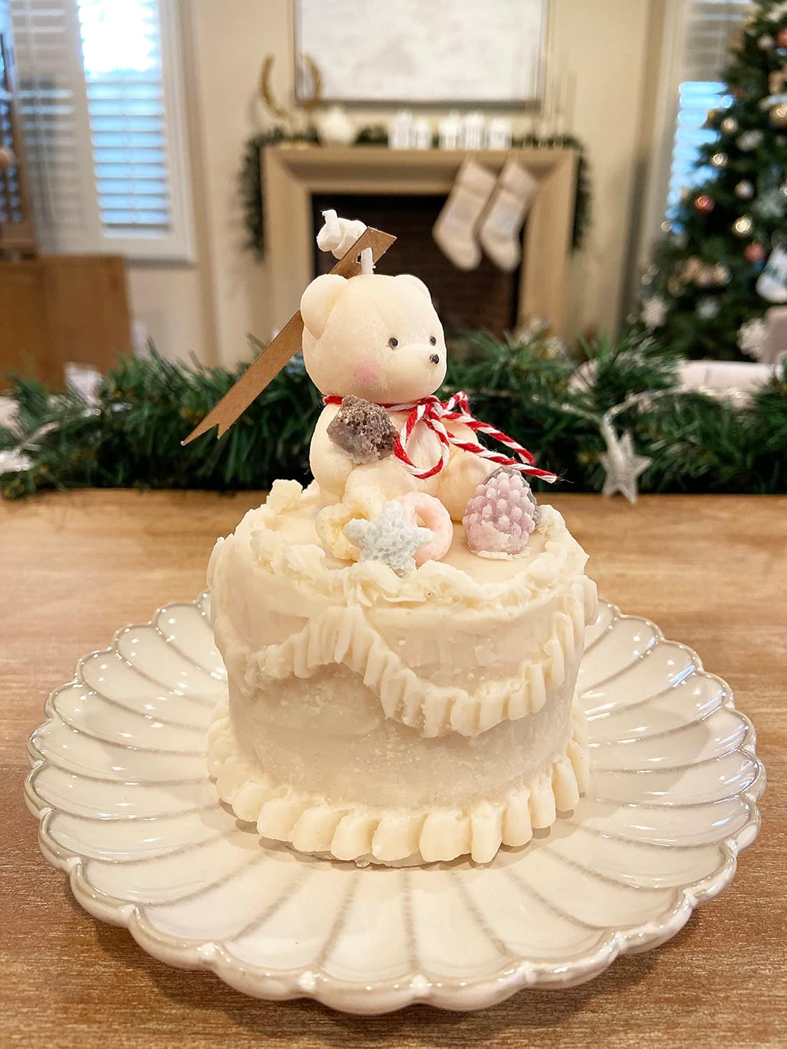 Cake Candle|Personalized Gifts|Friend Gifts|Candles|Home Decor|self Gift|Birthday Gift|Gift for her|Cute Candles|Dessert Candles|Pillar (Beige)