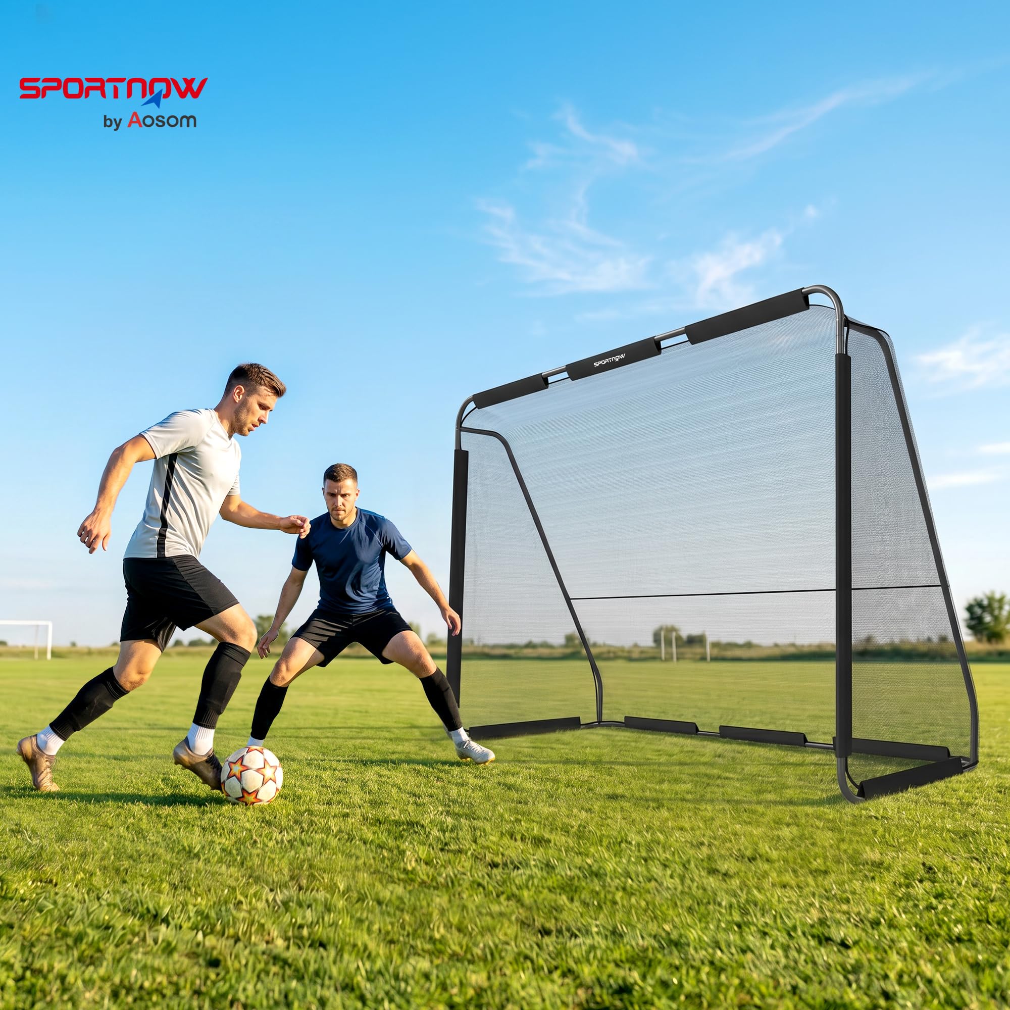 SPORTNOW Fußballtor für Garten 300 x 200 cm Reißfestem Tornetz Outdoor Tor
