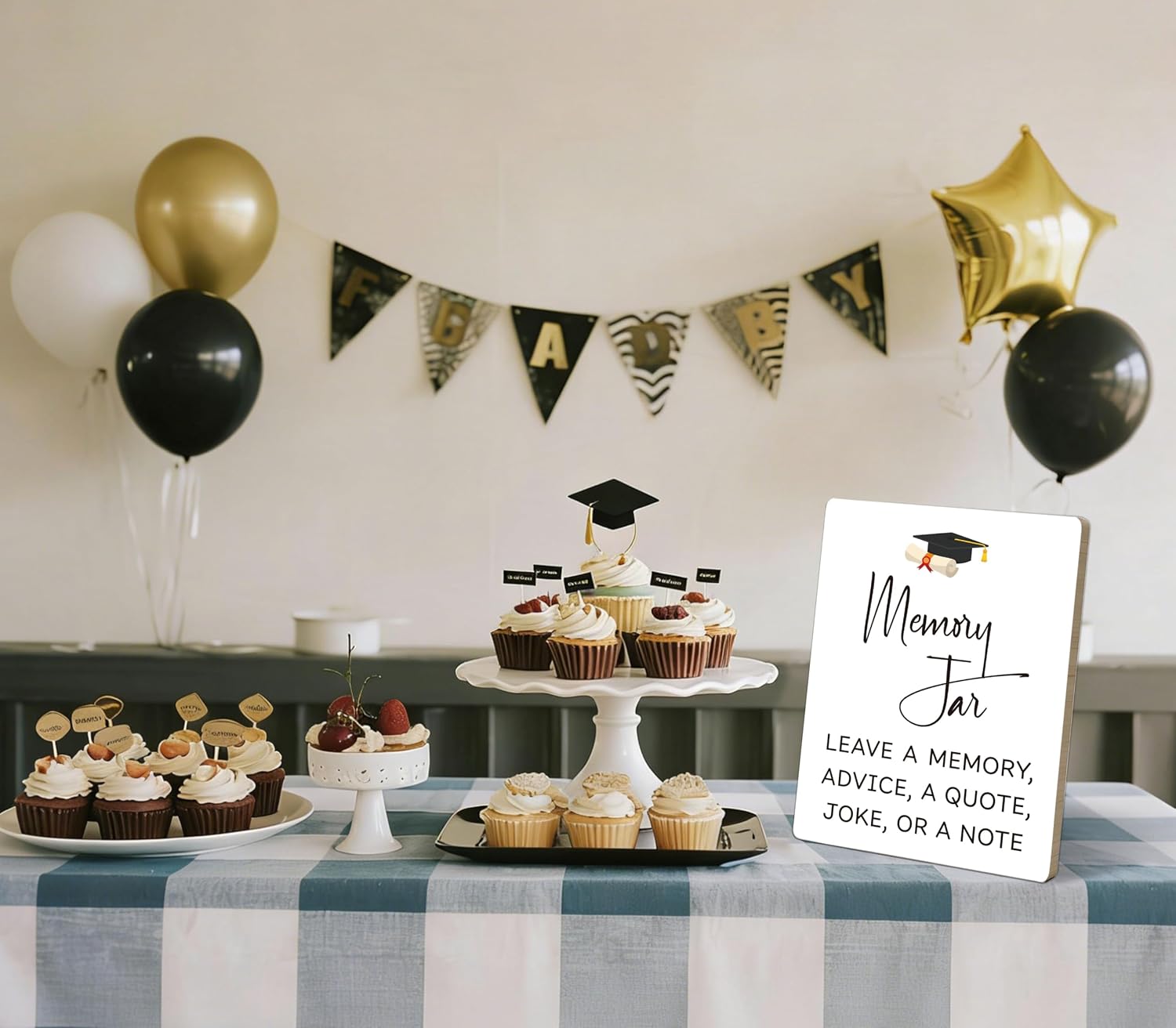 Graduation Table Decor Signs, Memory Jar Sign, Pack of 1 Wood Plaque Table Sign, Graduation Party Decorations for Class of 2026, High School College Graduation Supplies - YU07