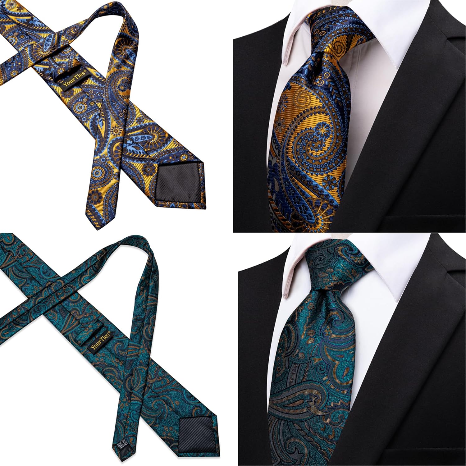 YourTies Men Ties Pack Bulk Tie for Men Set Paisley Silk Woven Mixed Necktie Wedding Formal Business Party Groomsman Gift