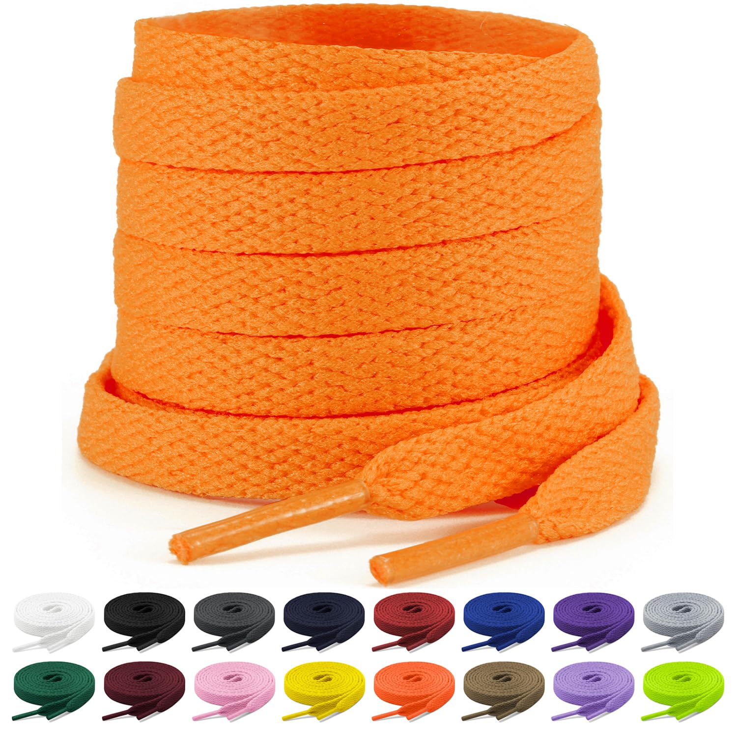 Shecret 2 Paar Flache Schnürsenkel, 8mm Breite Schnürsenkel, Flache Schnürsenkel Ersatz Reißfeste Schuhbänder für Turnschuhe, Laufen, Erwachsene, Kinder, Polyester