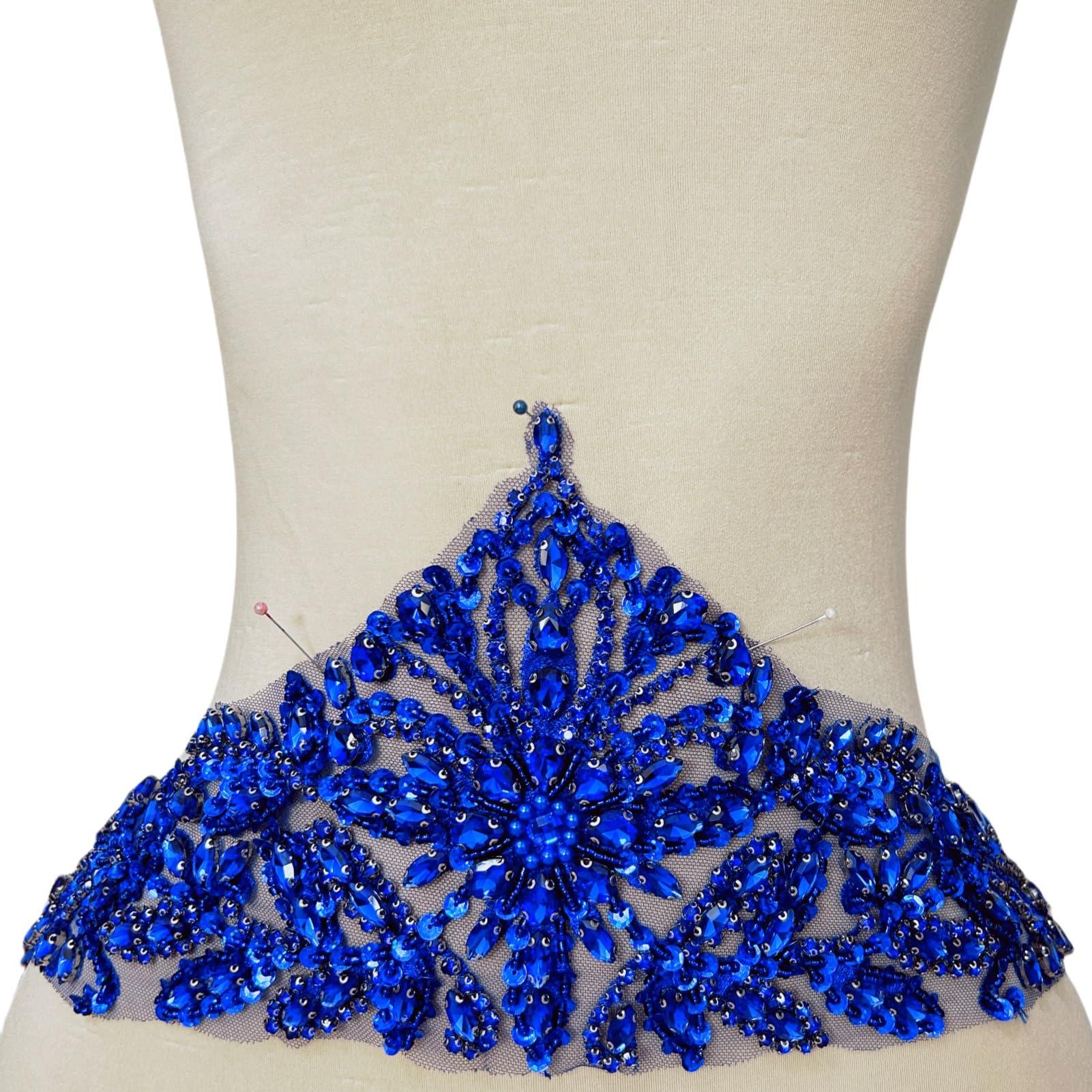 Ceinture de mariage en strass bleu avec pierres en verre et applique fait main pour mariée