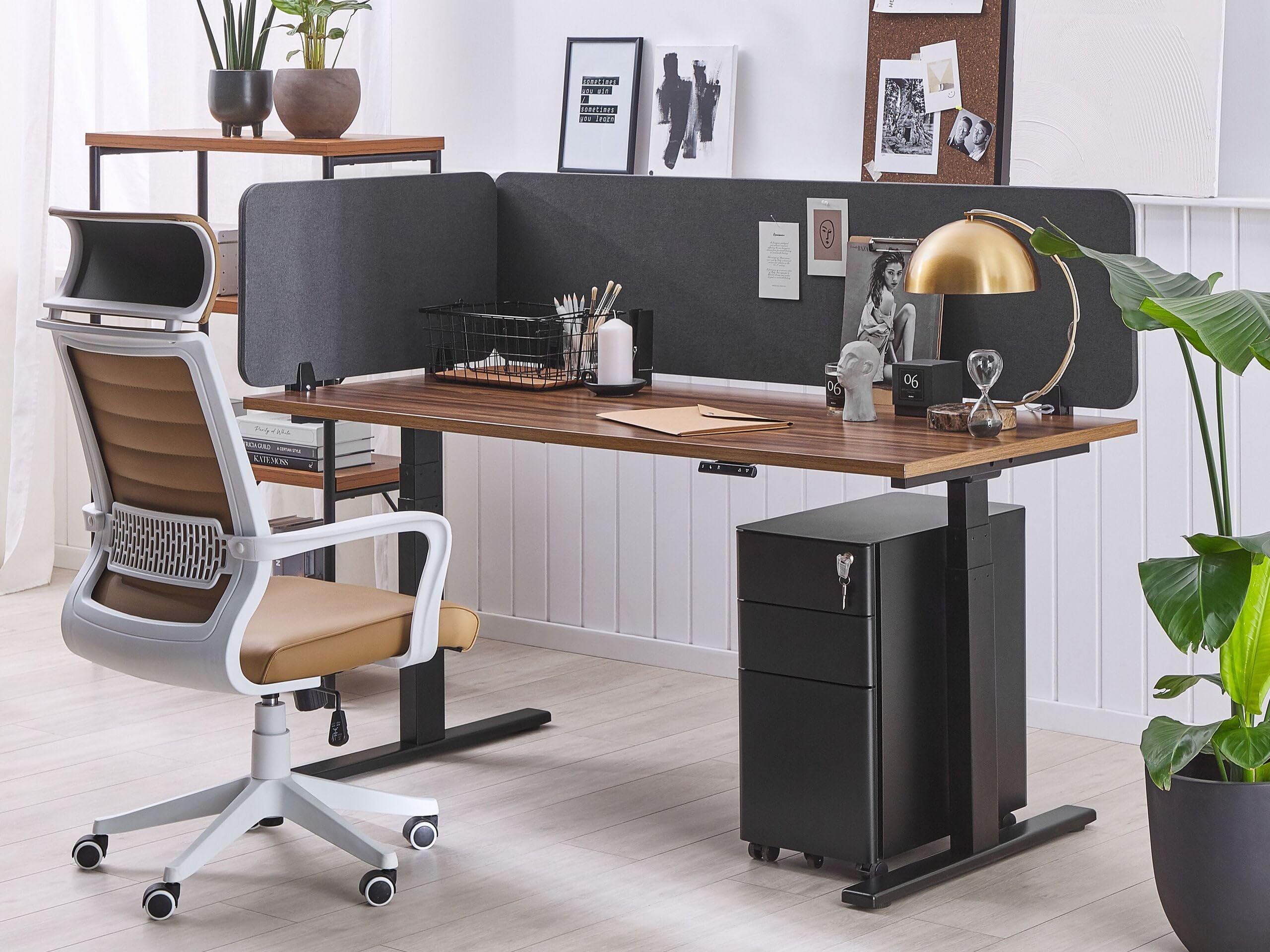 Beliani Séparateur Cloison Acoustique de Bureau et Table Gris Foncé 80 x 40 cm Réduit Le Bruit et Les Distractions Visuelles Idéal pour Le Open Space