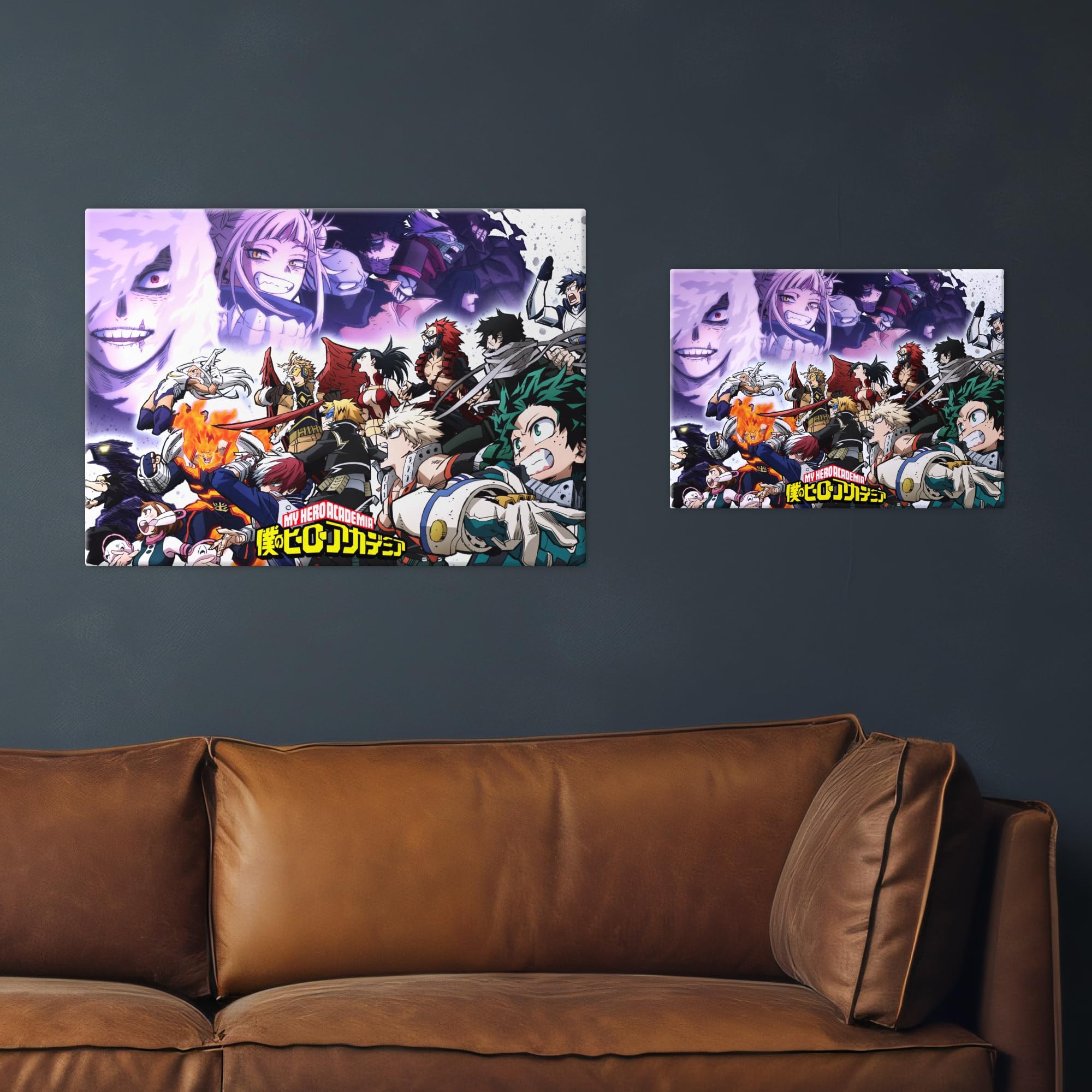 Displate Metall poster My Hero Academia MHA: Heroes and Villains Größe M | Bilder Wanddeko Wohnzimmer & Schlafzimmer Wandbilder, Geschenk. Wandkunst mit Magnet-Befestigung, ohne Bohren.