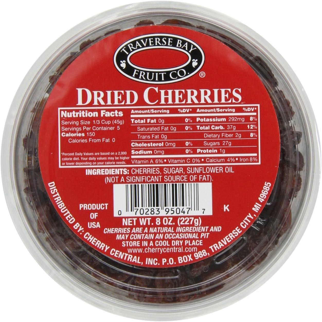 Traverse Bay Fruit Dried Cherries, 8 Ounce (Pack of 4)