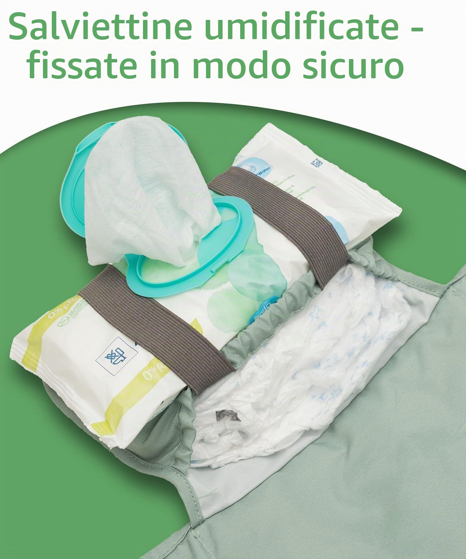 Jubi® Fasciatoio Portatile Mint – Materassino Cambio Pannolino in Cotone Biologico & Poliestere Öko-Tex – compatto e lavabile