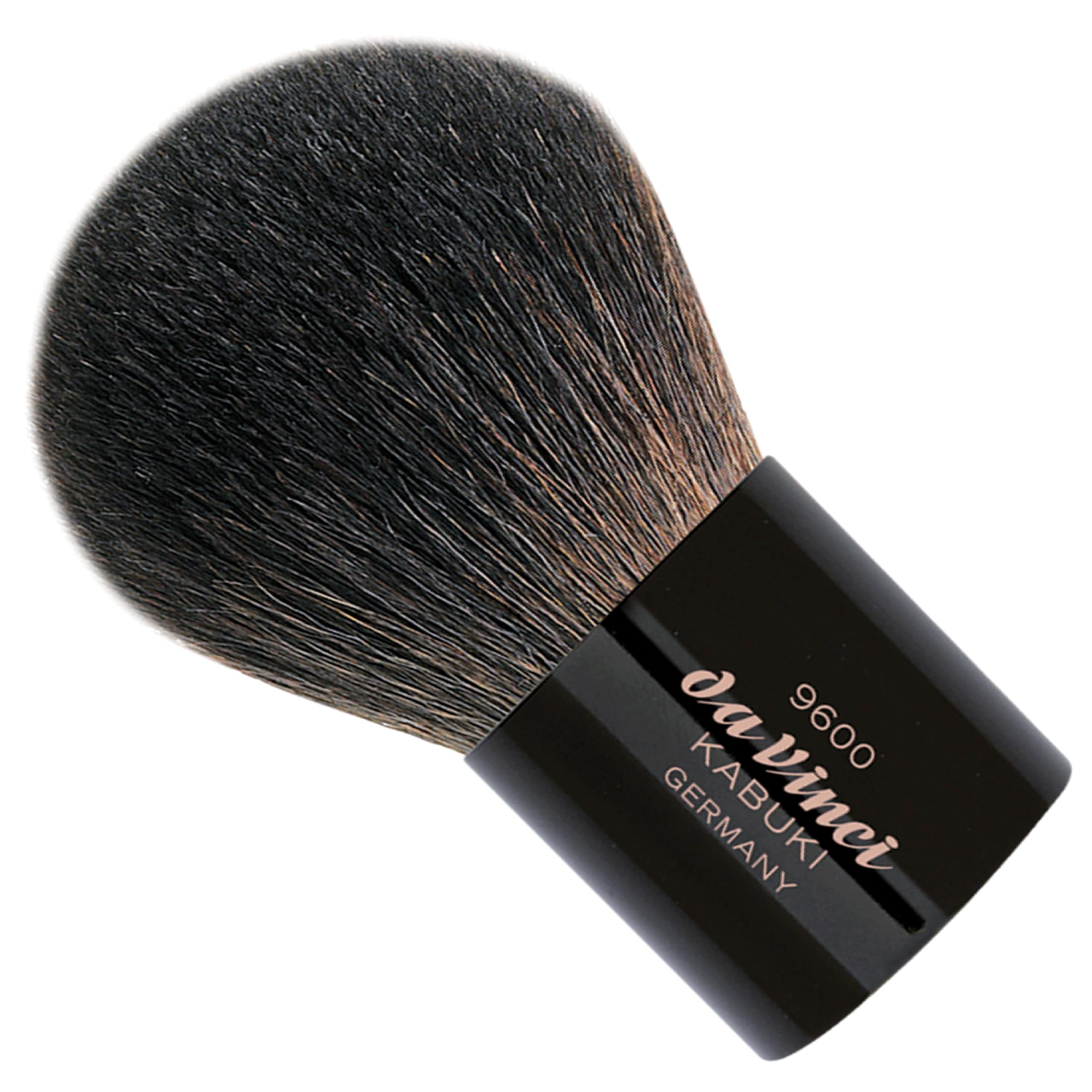 da Vinci, KABUKI Puderpinsel, Naturhaar, mit Lederetui, für losen & gepressten Puder, verhindert Verstäuben, ideal für unterwegs, schützt Pinselhaare, Kosmetik, Make-Up, Handmade in Germany | Extrafeine Ziegenhaare - für Mineral- und Kompaktpuder – gleich