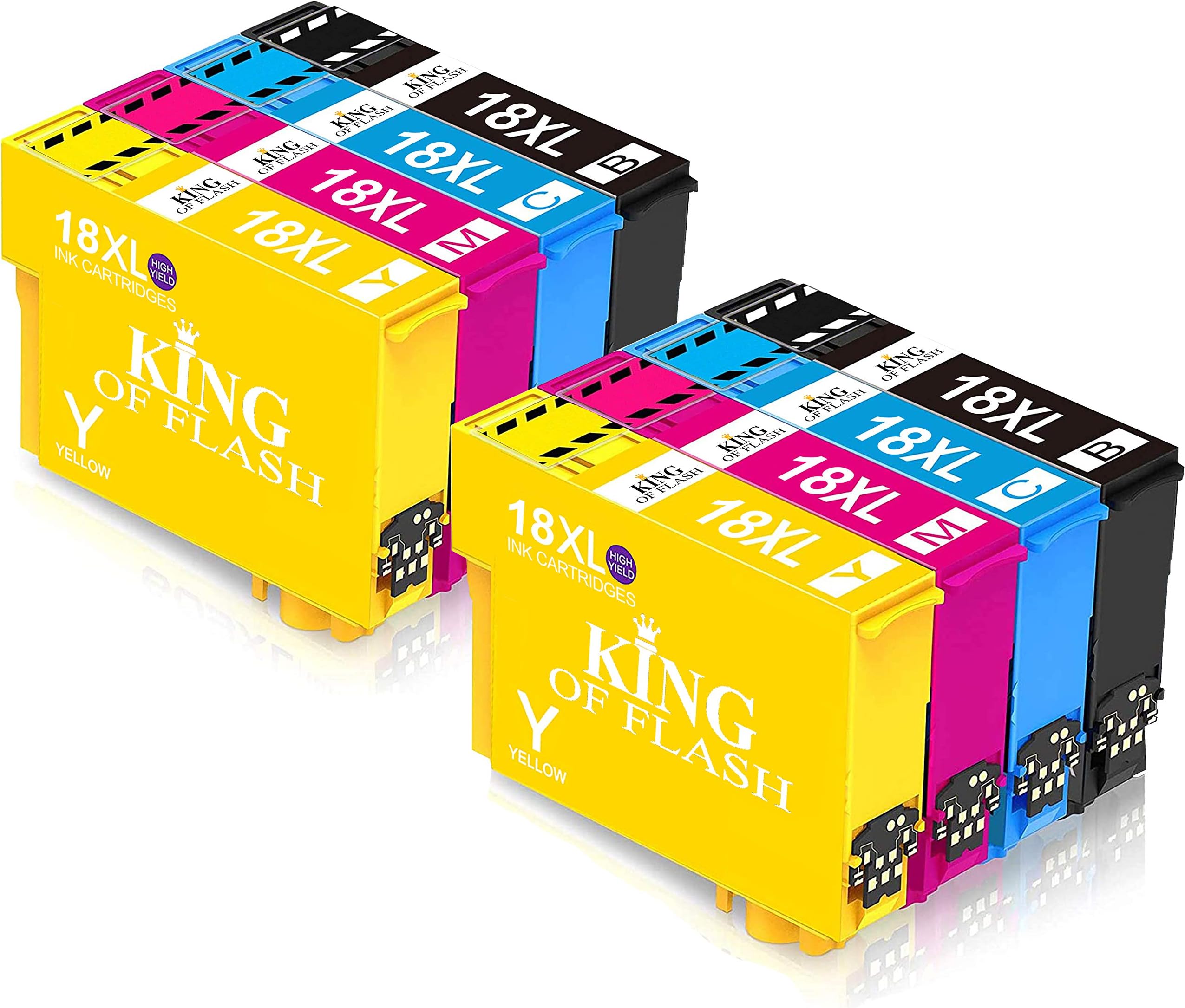 KING OF FLASH Replacement for Epson 18 18XL Black Ink Cartridges Compatible for Epson Expression Home XP-425 XP-422 XP-415 XP-412 XP-325 XP-322 XP-315 XP-312 XP-225 XP-215 XP-212 XP-405 (2 Set)