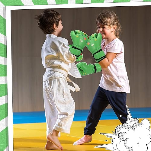 Miniatura 6 de 2 pares de guantes de boxeo para niños y jóvenes, guantes de boxeo de 6 onzas, guantes de lucha libre, equipo de boxeo para boxeo, taekwondo,