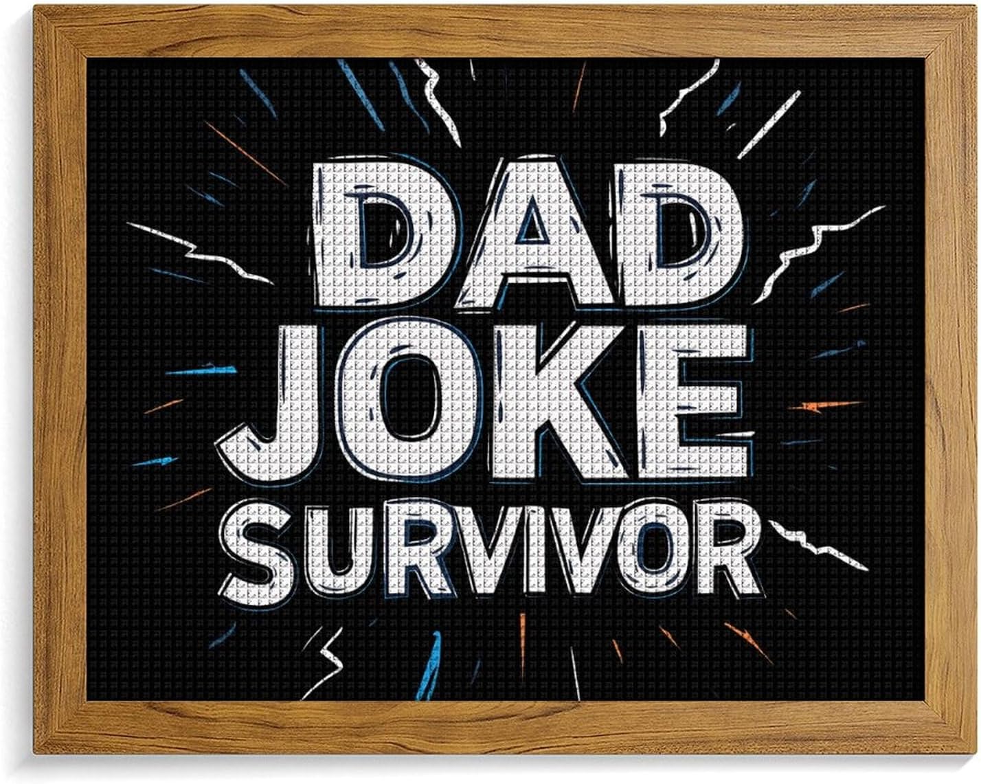 Dad Joke Survivor Printed Diamond 5D Painting Kits DIY Full Drill Crafts for Home Wall Decor 16x20 Inch Yellow Wood 50 * 40cm