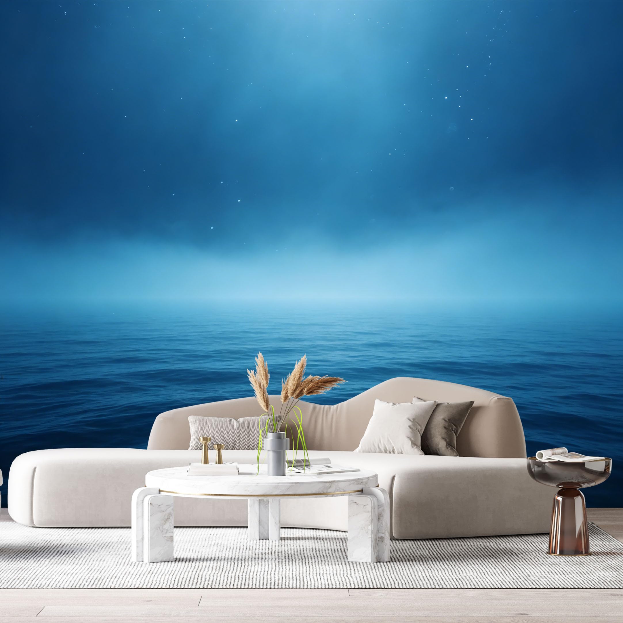Custom Size Wall Murals Deep Blue Ocean Marine Abstract Contemporary Night Sky Stars SelfAdhesiveWall Fabric Removable Wallpaper Wall Decor for Living Room Bedroom Bathroom