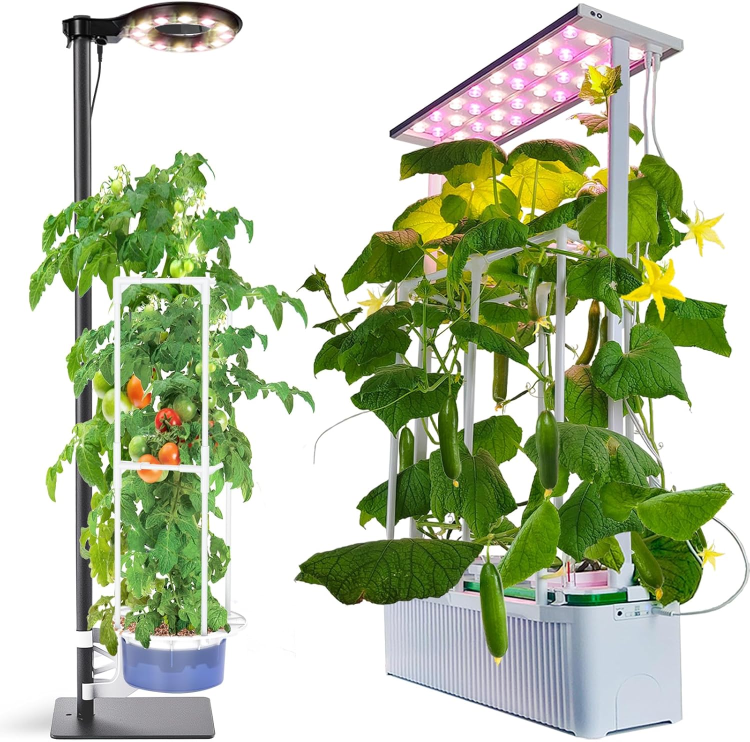 Plant Lights for Indoor Growing,Self Watering Pots Standing Tall LED Grow Lights for Indoor Plants Full Spectrum,Plant Grow Lights Height Adjustable with Timer, Plant Stand with Grow Light & Trellis