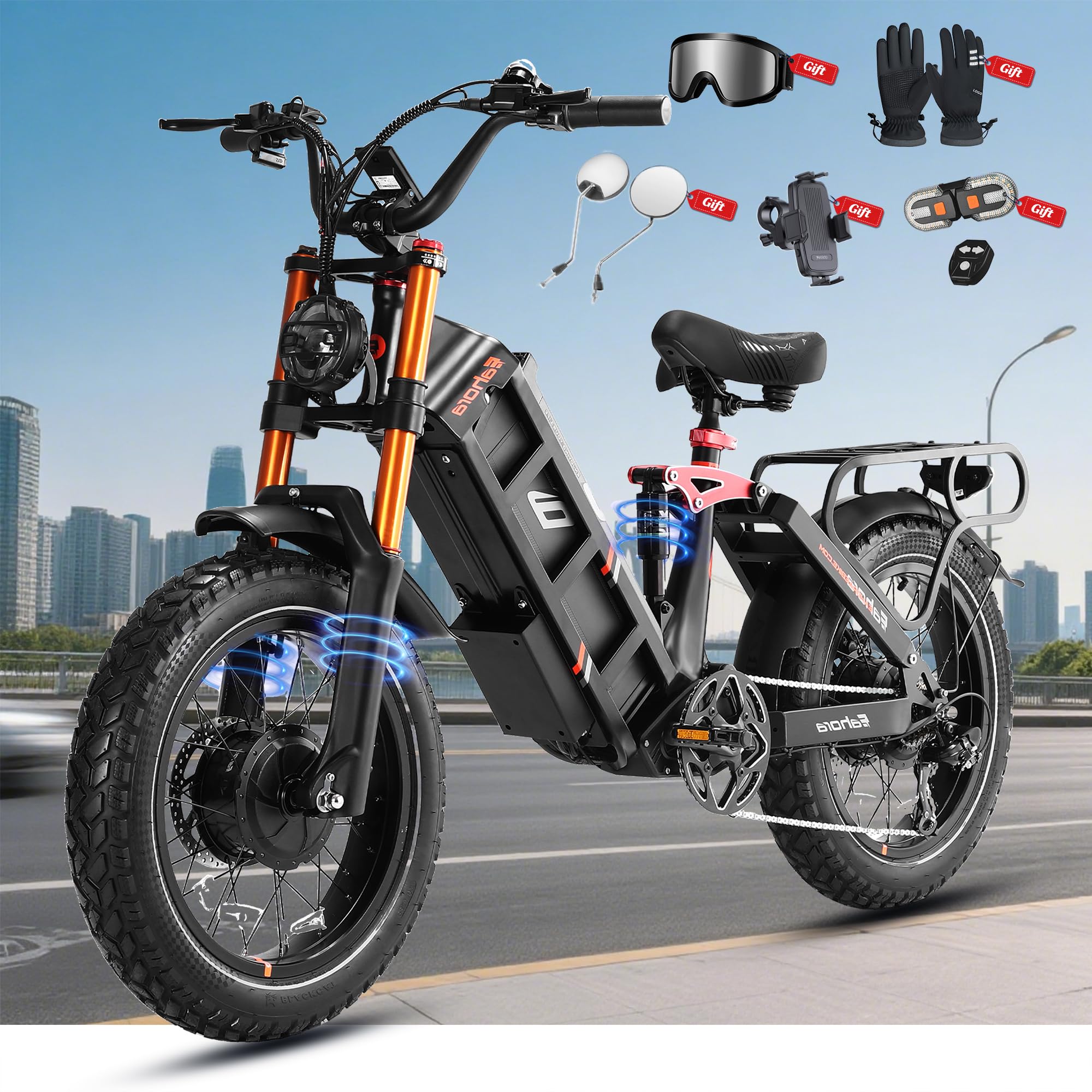 eAhora Juliet Pro 2/Juliet 2/Juliet Electric Bike for Adults 43Mph Peak 5400W/1700W/1200W Dual Motor Ebike 60V-52V 70Ah-60Ah 200+Miles Long Range Fat