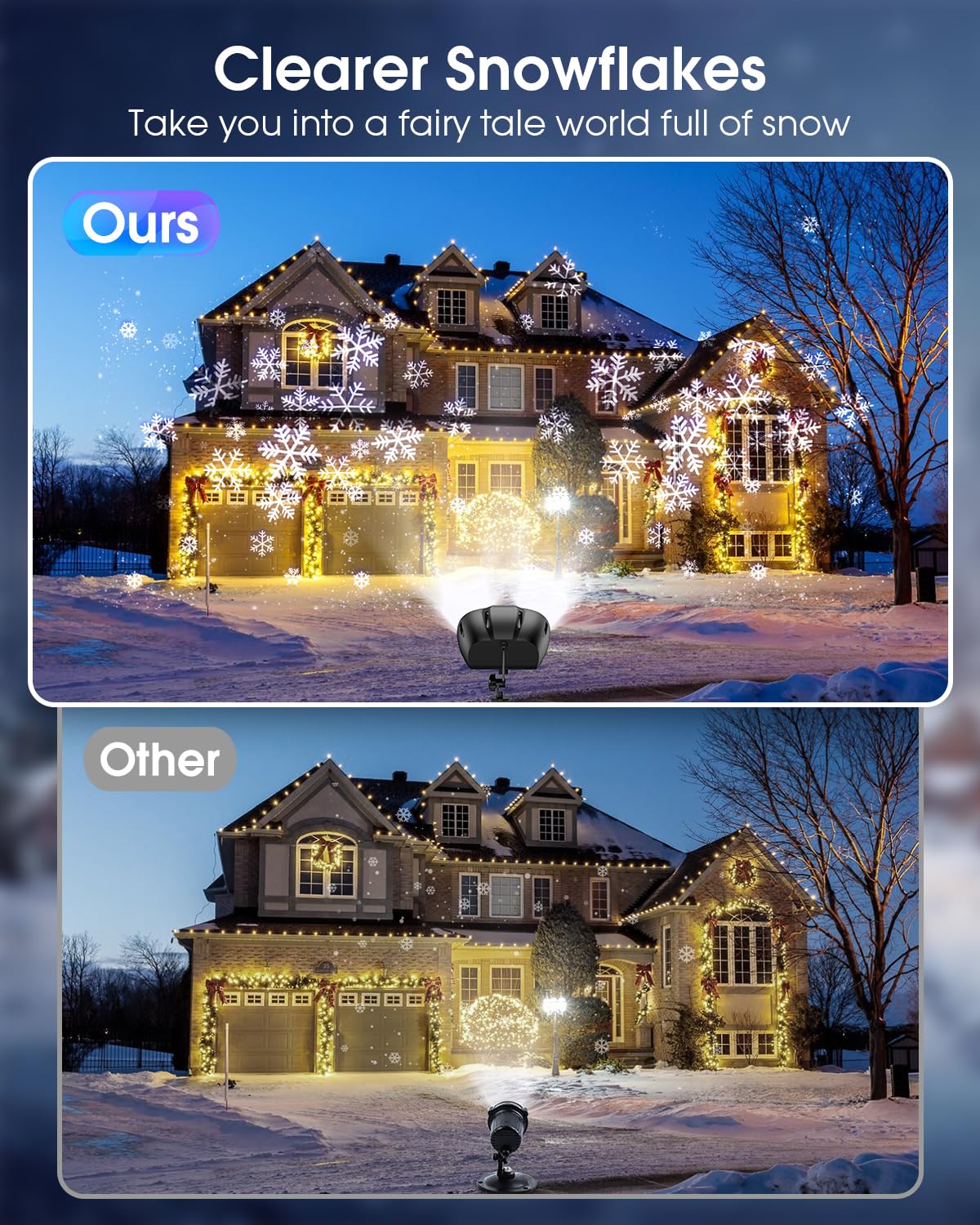 Weihnachts-Schneeflocken-Projektor HD-Lichter für den Außenbereich, Doppelkopf-Schneefall-LED-Lichter mit Fernbedienung, IP65 wasserdicht, für Halloween, Weihnachten, Neujahr, Urlaub
