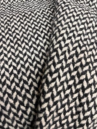 Tuva Textile 40 Yards Bolt of Real Wool Coating Heeringbone, Used for, Jackets, Light Weight Coats, Shawl, Cape, Hat & More, Fabric by The Yard, Color Black/White, Made in China, Style 9