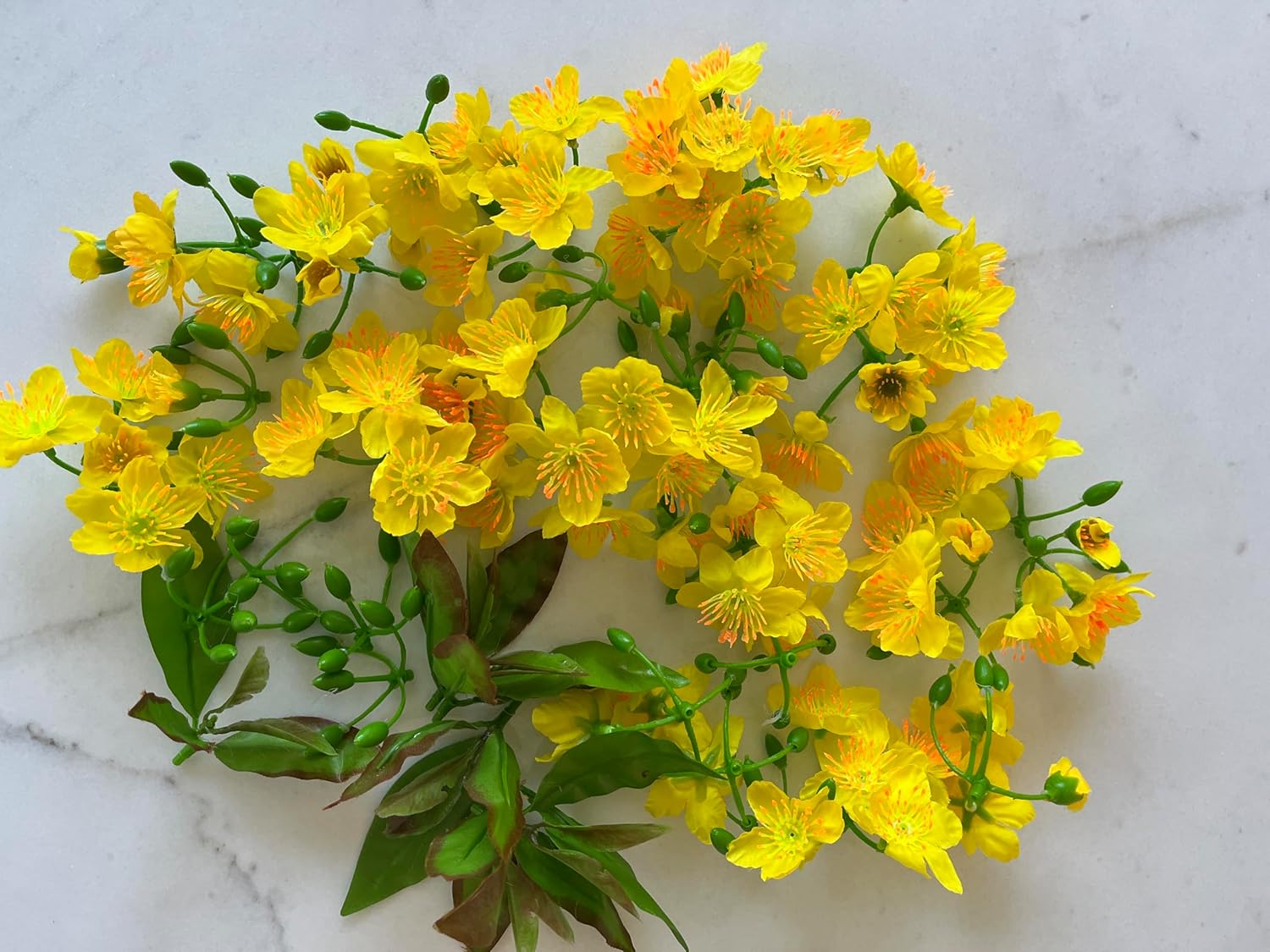 Vietnamese New Year Decorations Fake Flowers - Vietnamese Artificial Ochna Integerrima Flowers - HOA Mai Vai TET (2 Bags)