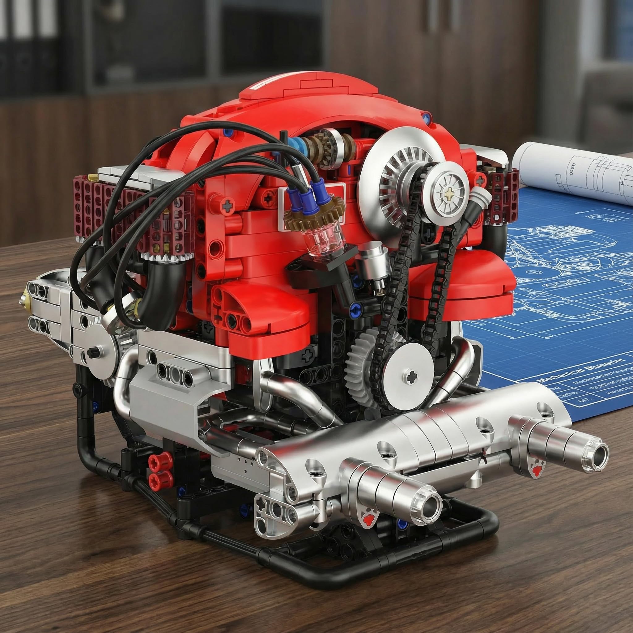 Maqueta Motor H4 868 Piezas – Kit Motor Miniatura Bluetooth & LED RGB | Motor H4 para Montar Adultos Stem Maquetas para Montar Idea Regalo Hombre