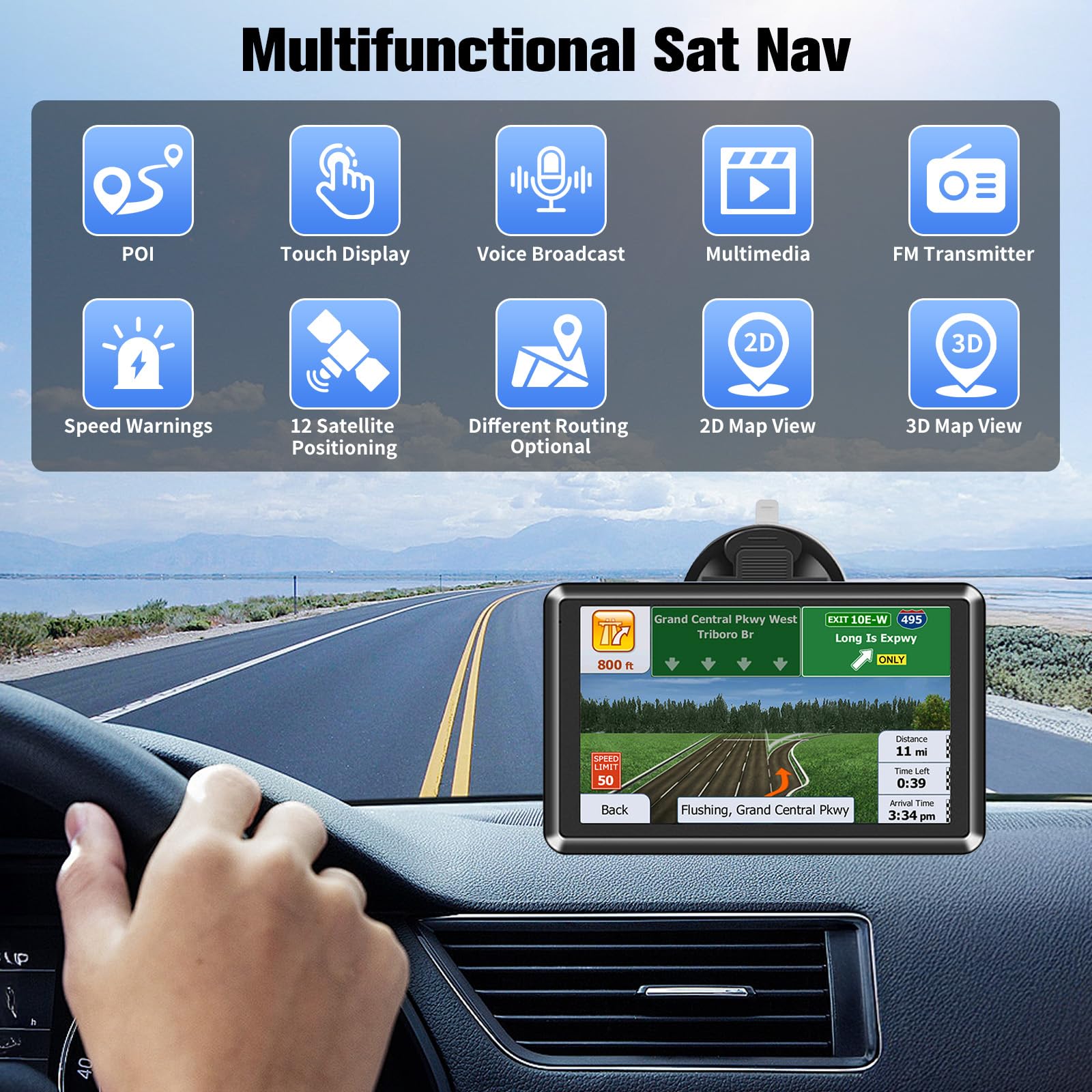 5 Inch GPS Navigator Sat Nav - 2025 Latest UK Map Sat Navs for Cars, Trucks and Buses,HD TFT Touch Screen HGV Satnav, Voice Turn Directions, Postcode Search, Lifetime Free Updates — view 4