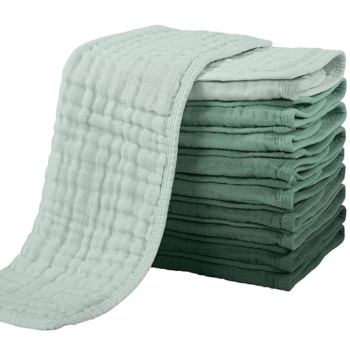 Miniatura 7 de Yoofoss Paños de muselina para bebé, paquete de 10 paños de bebé 100% algodón para niños y niñas, grandes, 20 x 10 pulgadas, súper suaves y