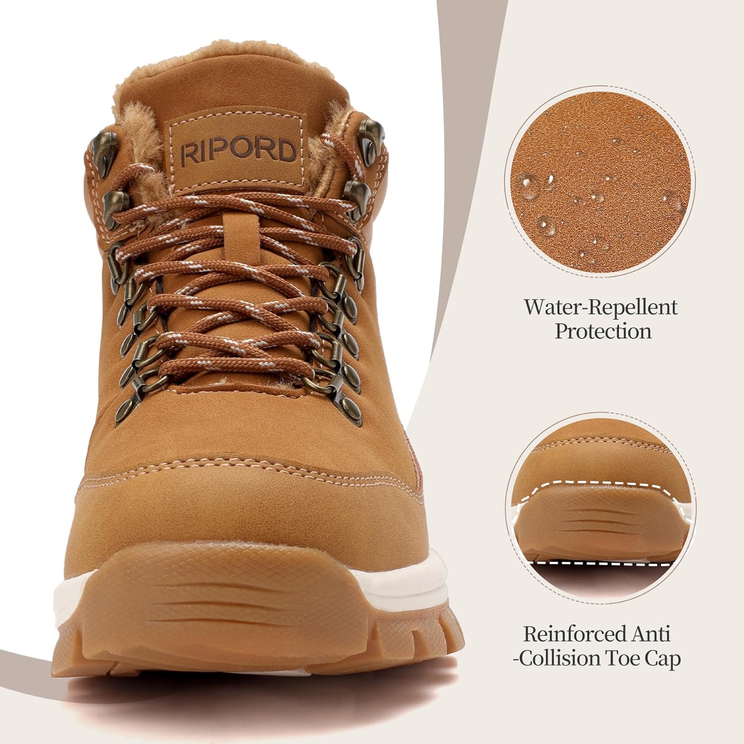 Mens Womens Winter Boots Warm Fur Lined Snow Boots Non Slip Winter Shoes - Image 6