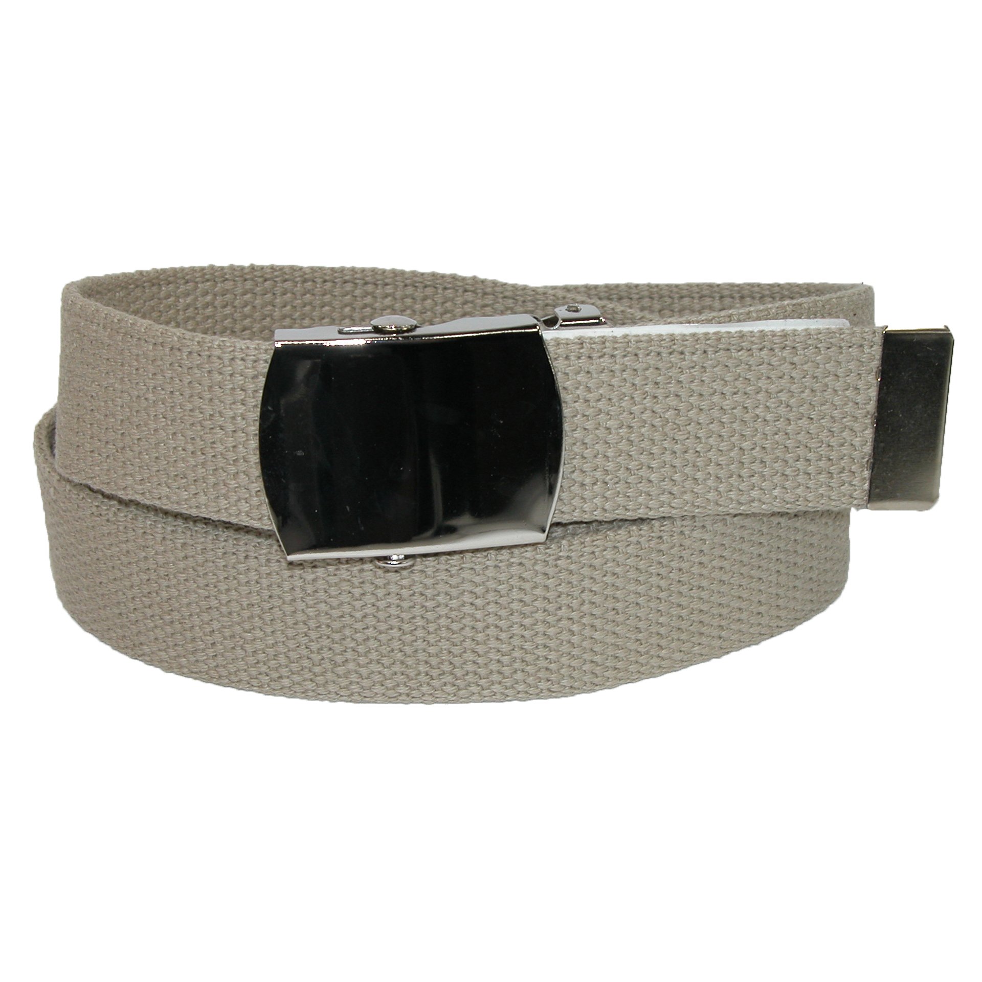 CTM Big & Tall Cotton Belt with Nickel Finish Buckle (Pack of 3), Khaki
