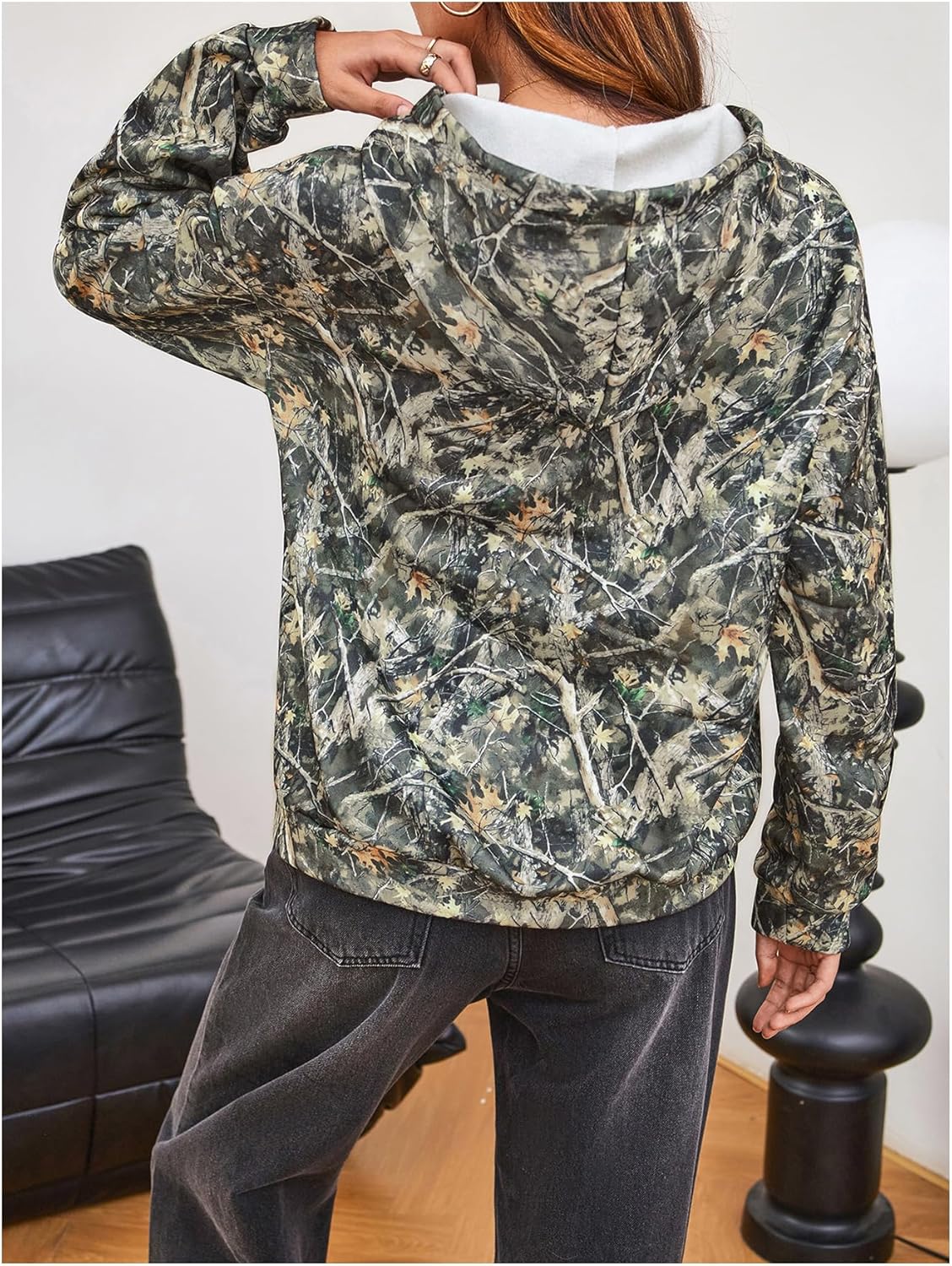SweatyRocks Women's Camo Oversized Sweatshirts Hoodies Long Sleeve Pullover Shirts Fall Outfits - Image 2