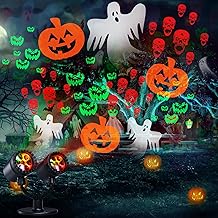 Moxled Halloween Decoration Outdoor, Double Head Dynamic Halloween Projector with Timer, Waterproof Ghost Skeleton Devil Pumpkin Halloween Decoration Lights for Garden Window Wall Yard Party